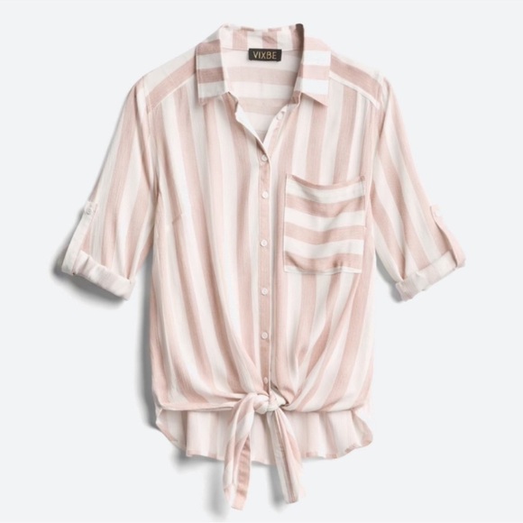 VIXBE Thompkins Tie Front Top Rayon Beachy Summer Short Sleeve Blouse XL - Picture 1 of 10